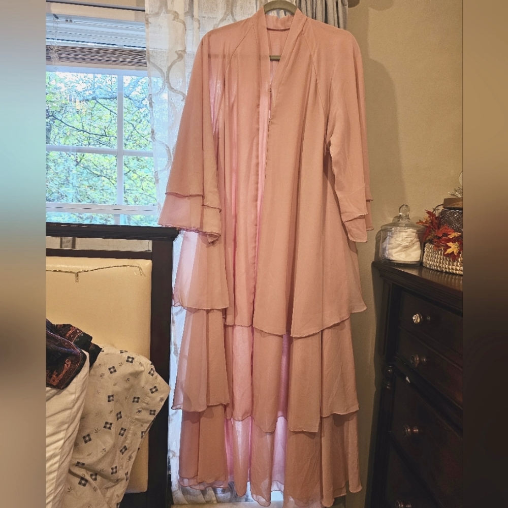 Elegant Pink Layered Abaya From DUBAI